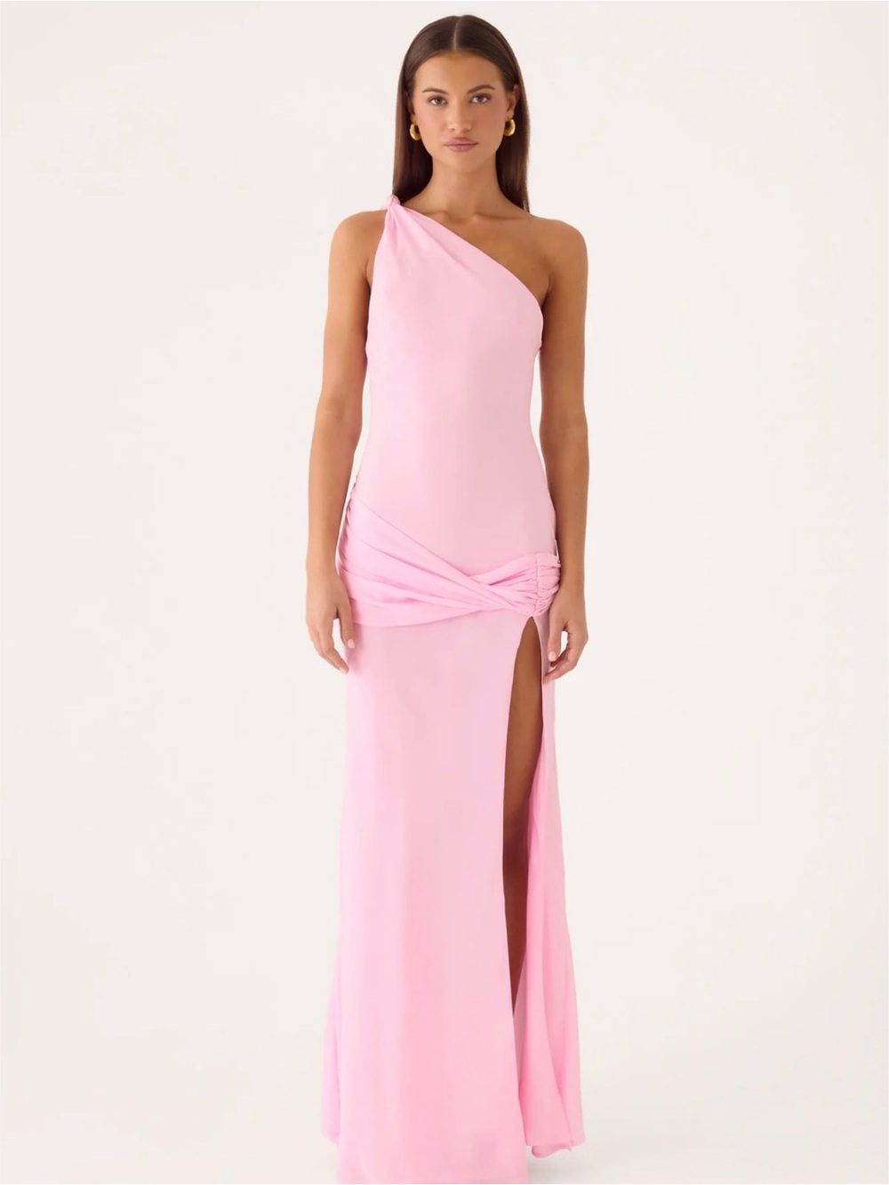 Peppermayo One-Shoulder Pink Gown with Side Knot
